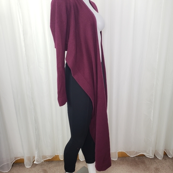 Herve Leger Paris burgundy wine cashmere unique cardigan long front crop back - Picture 5 of 9